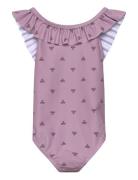 Hmljr Bee Aop Frill Swimsuit Pink Hummel