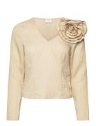 Viflowery Short L/S V-Neck Top /E Cream Vila