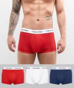 Calvin Klein low rise trunks 3 pack in cotton stretch-Multi
