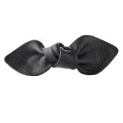 Corinne Leather Bow Small On Hair Clip - Black