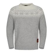 Gridarmor Men's Snøkrystall Round Neck Ullgenser Light Grey/White