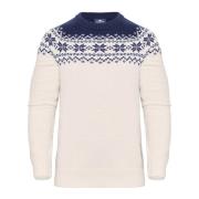 Gridarmor Women’s Snøkrystall Round Neck Ullgenser White/Dark Navy