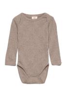 Body L.s. Bodies Long-sleeved Brown Smallstuff