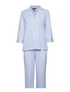 Lrl Heritage 3/4 Sl Classic Notch Pj Set Pyjama Blue Lauren Ralph Laur...