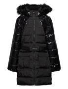 Mixed Media Belted Puffer Coat Toppatakki Black Calvin Klein