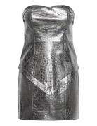 Embossed Pu Mini Dress Lyhyt Mekko Silver ROTATE Birger Christensen