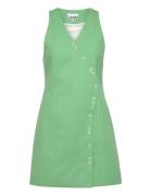 Cotton Suiting Mini Dress Lyhyt Mekko Green Ganni