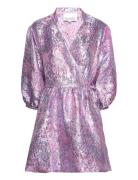 Aya Jacquard Dress Lyhyt Mekko Purple Noella
