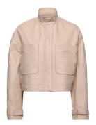 Leather Cropped Jacket Nahkatakki Beige Calvin Klein