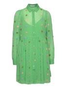 Short Dress With Dot Texture Lyhyt Mekko Green Coster Copenhagen