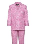 Lrl Heritage 3/4 Sl Classic Notch Pj Set Pyjama Pink Lauren Ralph Laur...