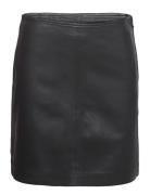Stephanie Leather Skirt Lyhyt Hame Black A-View