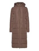 Onlanna X Long Hood Puffer Coat Otw Topattu Pitkä Takki Brown ONLY