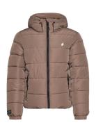 Hooded Sports Puffr Jacket Vuorillinen Takki Topattu Takki Beige Super...