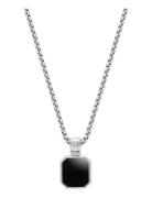 Silver Necklace With Square Matte Onyx Pendant Kaulakoru Korut Silver ...