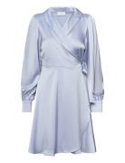 Vienna Ravenna L/S Short Wrap Dress-Noos Lyhyt Mekko Blue Vila