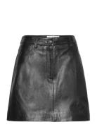Slfbeatrice Mw Mini Leather Skirt B Lyhyt Hame Black Selected Femme