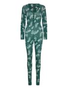 Sie Slim Henley Cats Pyjama Green Hunkemöller