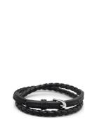 Men's Black Wrap Around Leather Bracelet With Buckle Closure Rannekoru...