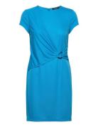 Str Matte Jersey-Dress Lyhyt Mekko Blue Lauren Ralph Lauren