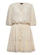 Cotton Crinkle-Dress Lyhyt Mekko Cream Lauren Ralph Lauren