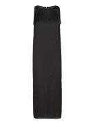 Black Textured Midi-Dress Polvipituinen Mekko Black Mango