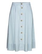Button-Front Chambray Skirt Polvipituinen Hame Blue Polo Ralph Lauren