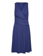 Surplice Jersey Sleeveless Dress Polvipituinen Mekko Blue Lauren Ralph...