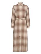 Plaid Belted Wool Dress Polvipituinen Mekko Beige Polo Ralph Lauren