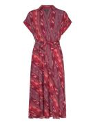 Geo-Striped Belted Crepe Dress Polvipituinen Mekko Red Lauren Ralph La...