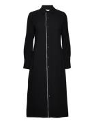 Crepe Tipping Midi Shirt Dress Polvipituinen Mekko Black Calvin Klein