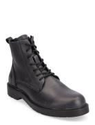 Slhthomas Leather Boot B Noos Nyörisaappaat Black Selected Homme