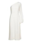 Long Midi Length 1-Shoulder Dress Polvipituinen Mekko White IVY OAK