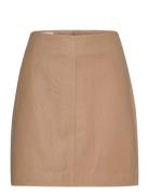 Slolicia Leather Skirt Lyhyt Hame Beige Soaked In Luxury