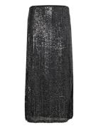 Vifunkla Sequin Midi Skirt/Fair Polvipituinen Hame Black Vila