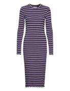 5X5 Stripe Boa Dress Polvipituinen Mekko Purple Mads Nørgaard