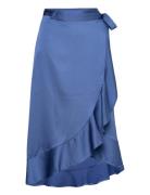 Viellette Wrap Hw Skirt/Su - Noos Polvipituinen Hame Blue Vila