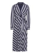 Striped Tie-Front Crepe Midi Dress Polvipituinen Mekko Multi/patterned...