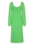 Gathered Dot Midi Dress Polvipituinen Mekko Green Gina Tricot