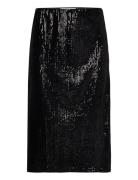 Holli Sequin Midi Skirt Polvipituinen Hame Black Minus