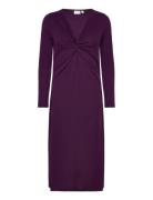 Vinayo Knot L/S Mid Calf Dress Polvipituinen Mekko Purple Vila