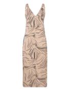 Surface Print Slip Dress Polvipituinen Mekko Beige Calvin Klein