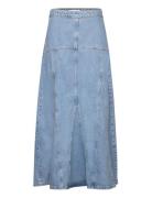 Long Denim Skirt With Seams Polvipituinen Hame Blue Mango