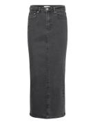 Column Denim Skirt Polvipituinen Hame Grey Gina Tricot