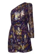 Printed Asymmetrical Dress Lyhyt Mekko Purple Mango