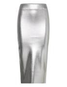 Metallic Midi Skirt Polvipituinen Hame Silver Mango