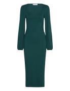 Rudina Puff Sleeve Midi Dress Polvipituinen Mekko Khaki Green Bubblero...