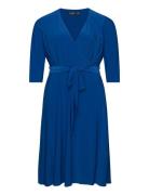 Surplice Jersey Dress Polvipituinen Mekko Blue Lauren Women