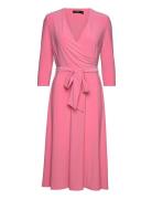 Surplice Jersey Dress Polvipituinen Mekko Pink Lauren Ralph Lauren