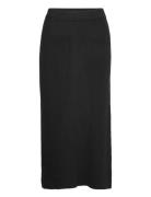 Rib A-Line Skirt Polvipituinen Hame Black Davida Cashmere
